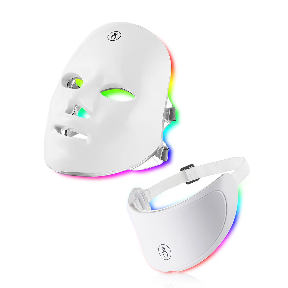 GlowMask Pro 7 com máscara facial e dispositivo de cuello iluminados