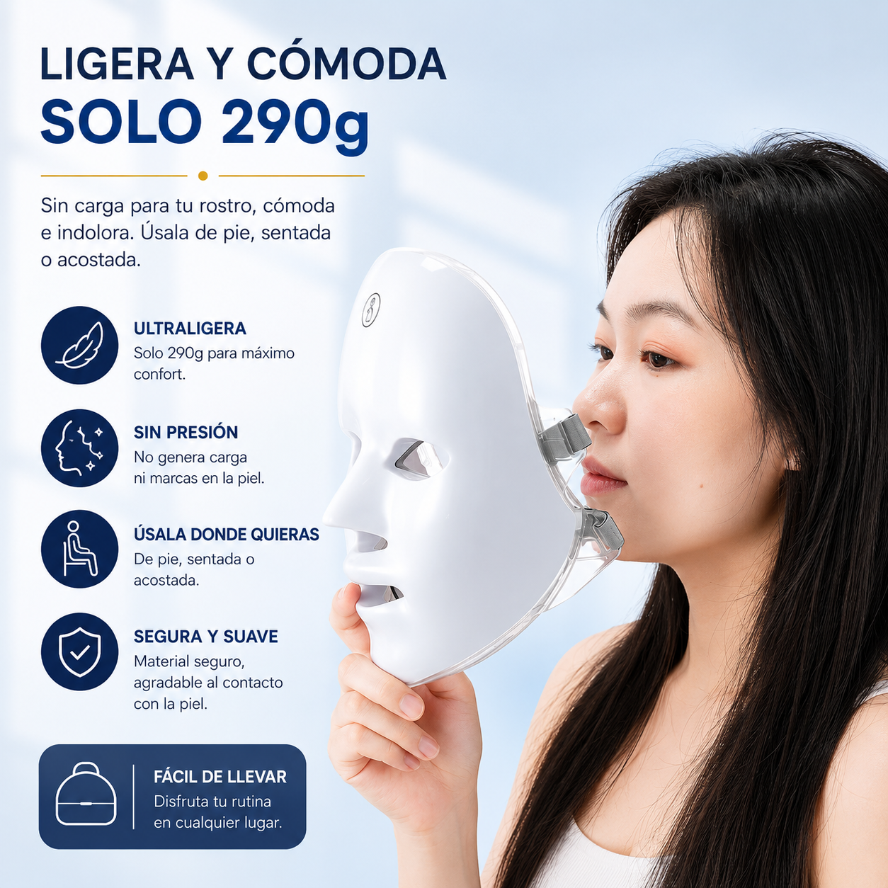 Dispositivo para cuello GlowMask Pro 7 mostrando resultados visibles